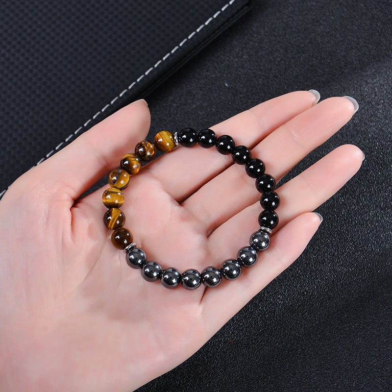 Natural Tiger Eye Stone Obsidian Black Magnet Bracelet Natural Stone Three-Layer Beaded Bracelet Triple Bracelet - Image 5